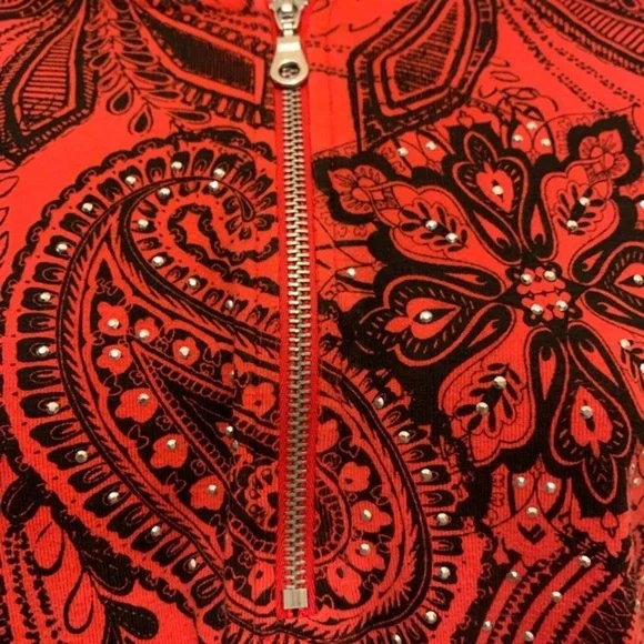 Style & Co Sport Hoodie Sparkling Silver Studs Red and Black Size XS - Picture 3 of 6